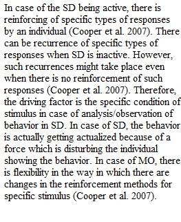 Unit 6 – Discussion Differences between Discriminative Stimulus and Motivating Operation